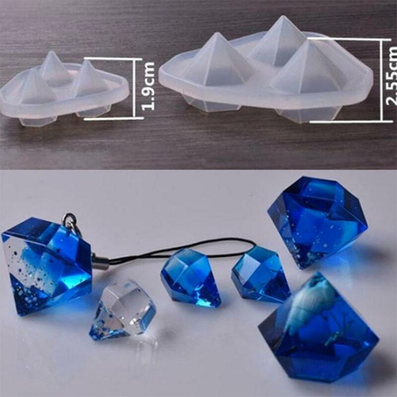 Molde de diamante de silicona transparente 3 en 1, artesanía decorativa, forma de corte DIY, moldes de resina epoxi para herramienta de fabricación de joyas