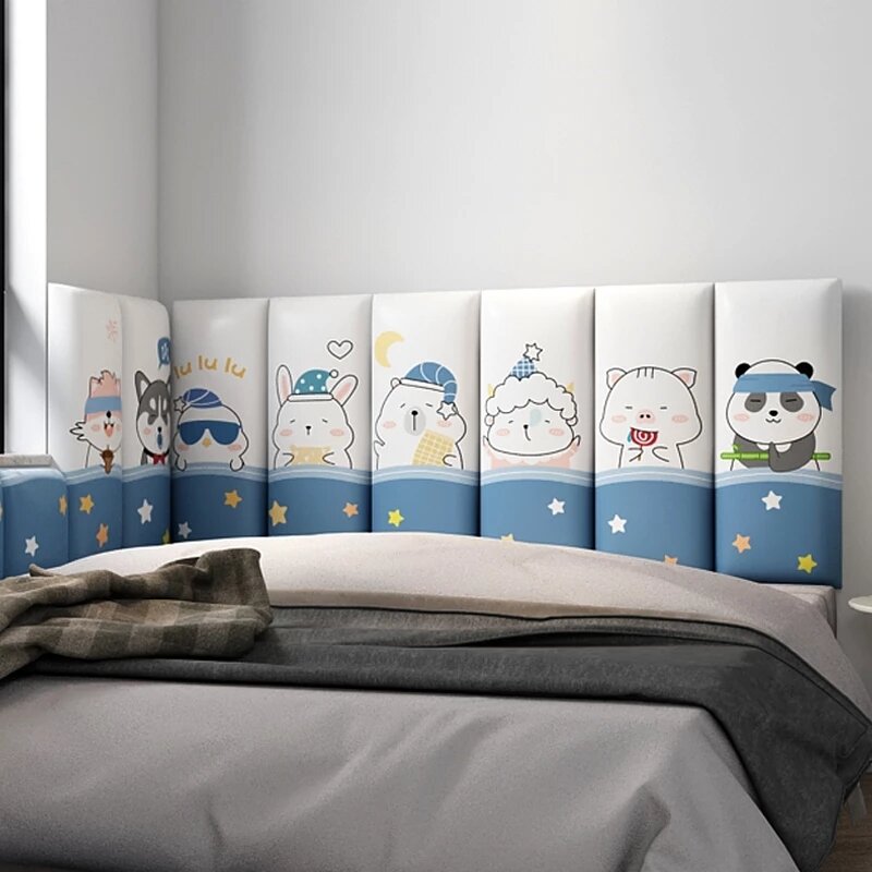 Cabeceros De animales De dibujos animados para niños, pegatina De pared anticolisión 3D, Tatami autoadhesivo, decoración para habitación De adolescentes