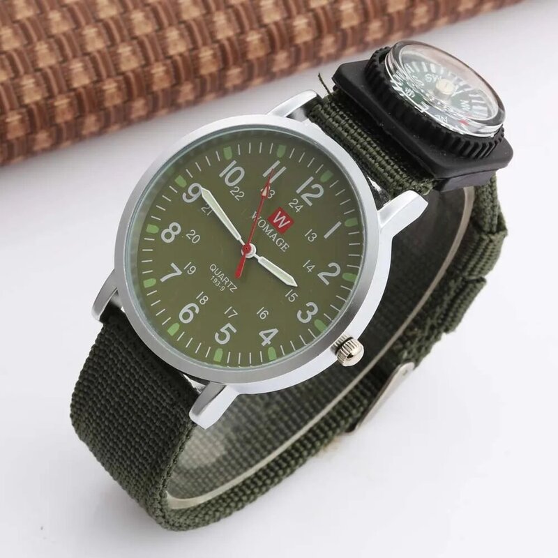 Womage zegarki dla dzieci moda dziecięca Outdoor Sports zegarki chłopcy oficer wojskowy pasek do zegarka z materiału Kid Watch relogio masculino