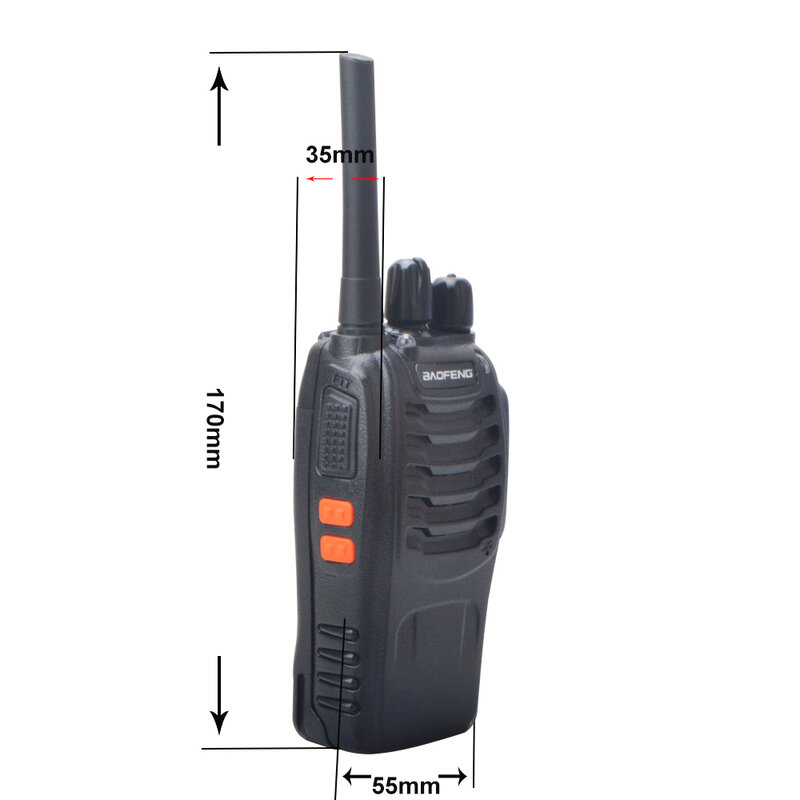 2pcs Baofeng Walkie Talkie BF-88E PMR 0.5W 16CH UHF 446.00625-446.19375MHz 12.5KHz Channel Separation with USB Charger Headset