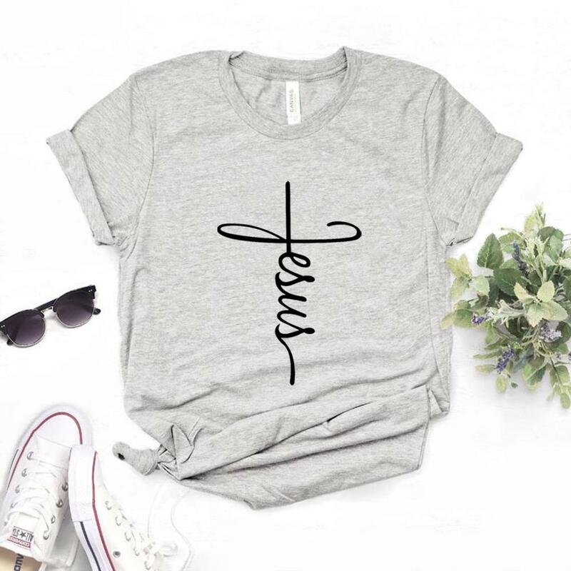 Jesus cross Christian  Print Women Tshirts Cotton Casual Funny t Shirt For Lady  Yong Girl Top Tee Hipster 6 Color NA-905