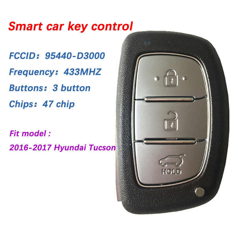 Cn020067 número da peça 95440-d3000 para 2016-2017 hyundai tucson 3 botão 433mz 47 chip chave inteligente keyless go