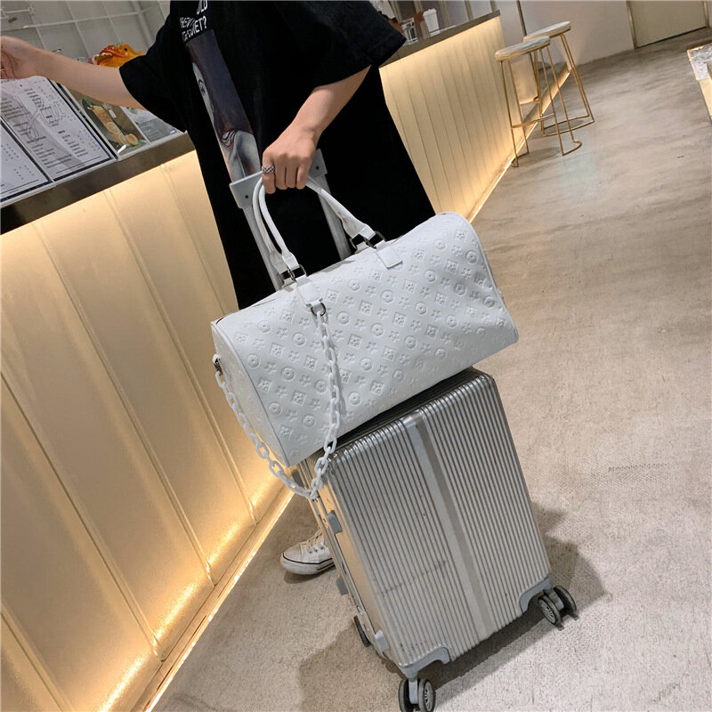 2020 New Short-distance Travel Bag, Large Capacity Pu Hand Raised Poor Luggage Bag, Fashion Embossed Sports Fitness Bag