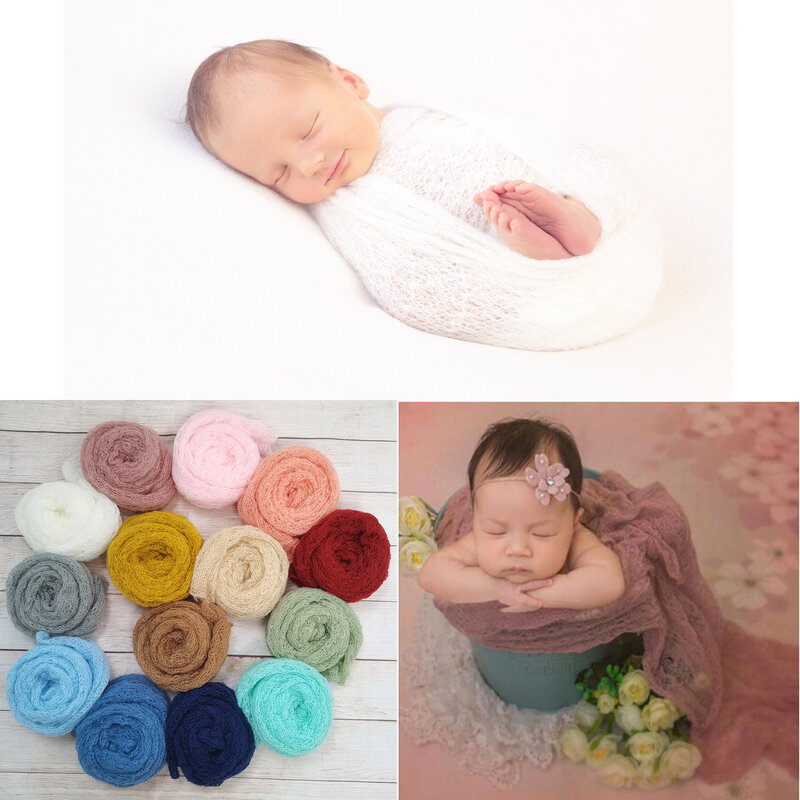 Accessoires de photographie pour nouveau-né, tricot doux extensible en Mohair pour bébé, 150x40CM, arrière-plan de Studio