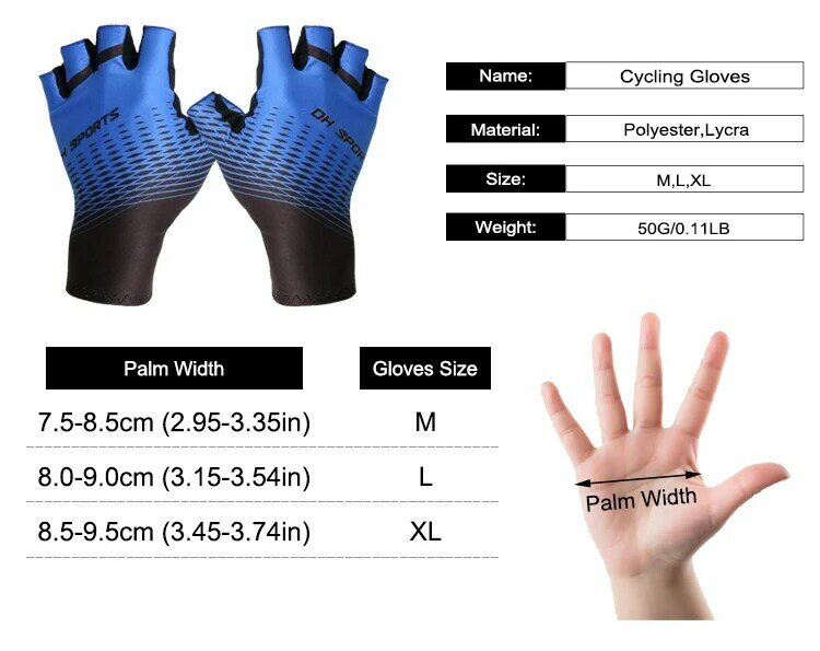 DH-Sports Cycling Gloves Half Finger Mens Women's Summer Sports Shockproof Bike Gloves GEL MTB Bicycle Gloves Guantes Ciclismo