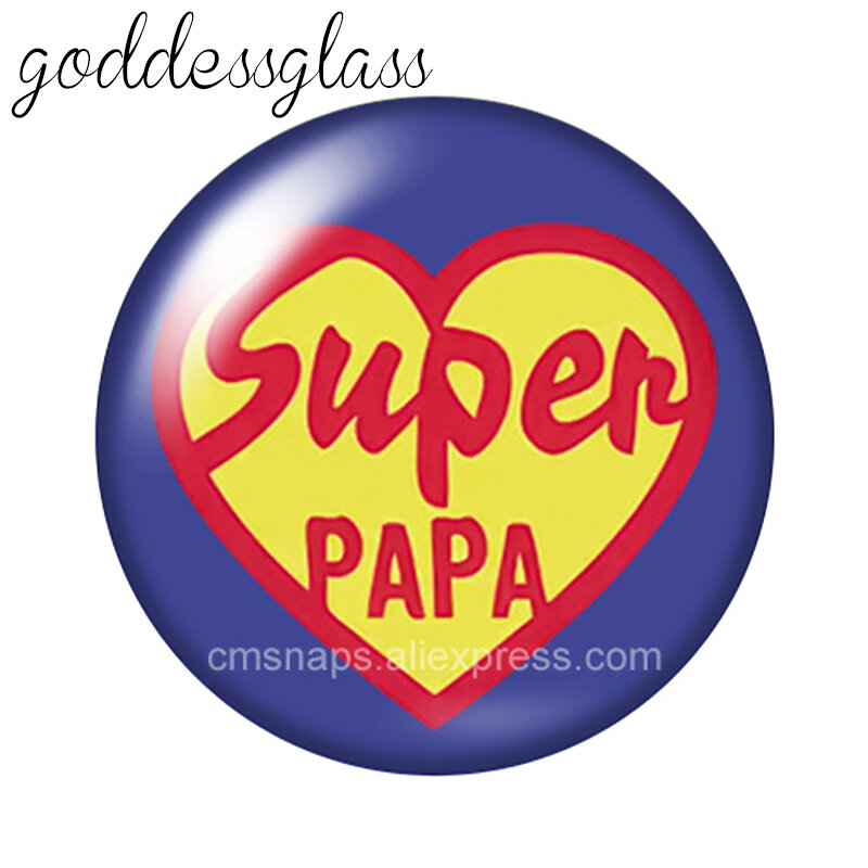Super PAPA Round Photo Glass Cabochon, Demo Love, Father, Best Dad, Novo, Flat Back, Making Findings, 10Pcs, 12mm, 18mm, 20mm, 25mm