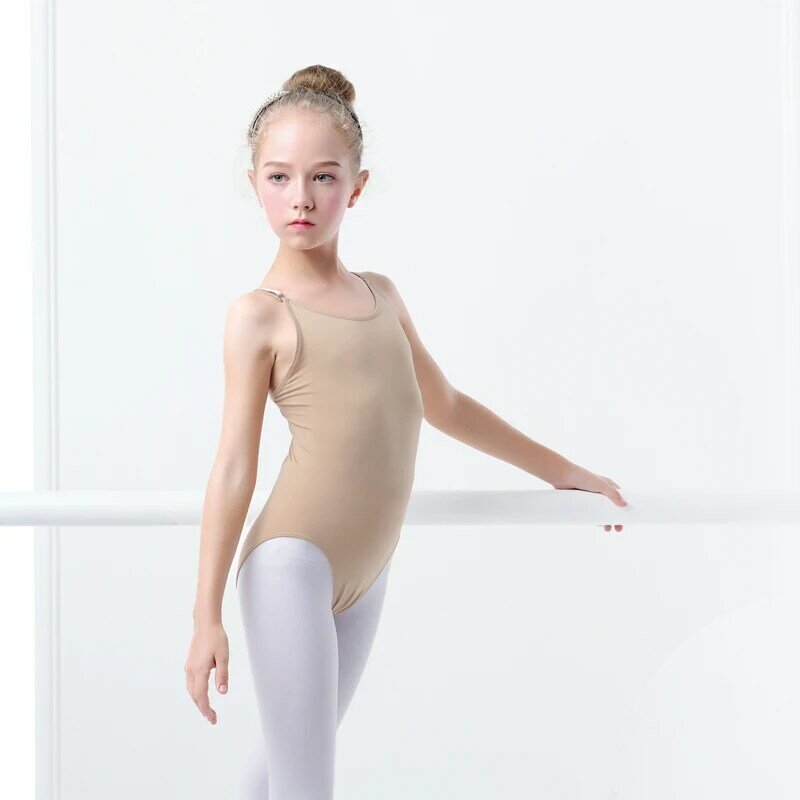 บัลเล่ต์ Leotards สำหรับสาวบัลเล่ต์ Bodysuit Leotard ยิมนาสติกเด็กแขนกุดเต้นรำ Bodysuit Nude Slimming Bodysuit