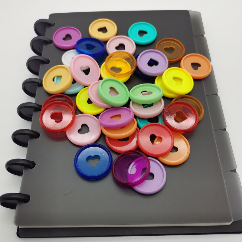 다채로운 28MM 버섯 구멍 루스 리프 플라스틱 바인딩 링 플래너 노트북 바인딩 디스크 바인더 액세서리 용품, 100 개