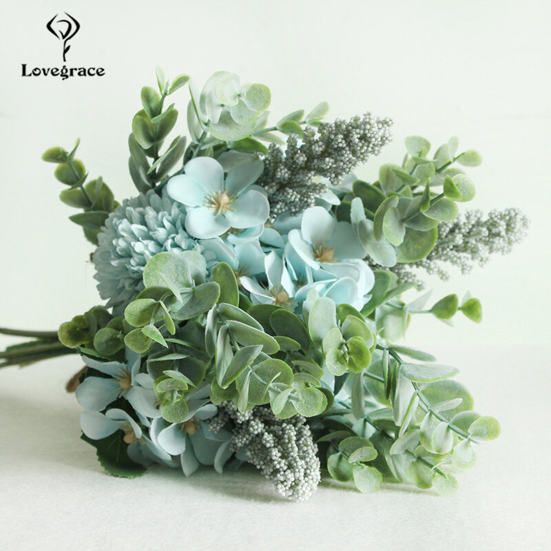 Lovegrace-ramos de flores de seda para damas de honor, ramo de flores artificiales para boda, hogar, Hotel, flores decorativas DIY