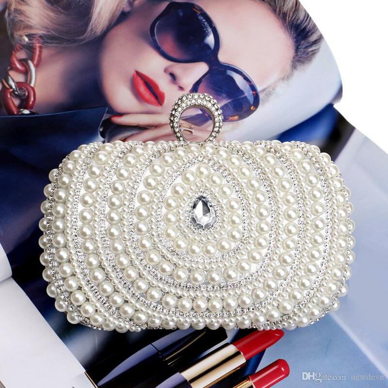 Bolso de boda Retro con perlas y diamantes para mujer, bolsa de cena con cuentas ostentosas, de oro y plata, para vestido de noche de celebridades
