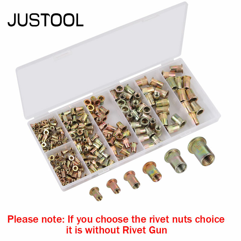 JUSTOOL 86 Pcs Threaded Nut Rivet Tool Riveter Rivnut Nutsert Gun Riveting Kit With with Nutsert for Household Repair Tools