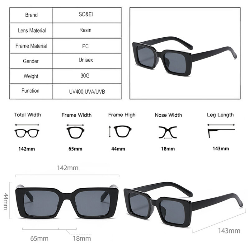 SO & EI Ins popularne modne małe prostokątne okulary przeciwsłoneczne damskie Retro Leopard odcienie UV400 męskie trendy kwadratowe okulary przeciwsłoneczne