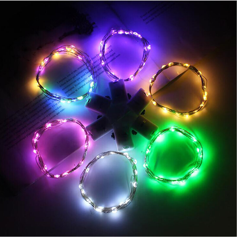 Cadena de luces de decoración navideña alimentada por batería, 3 modos, luz de hadas colorida RGB para habitación, tira de luz de botella de alambre de cobre