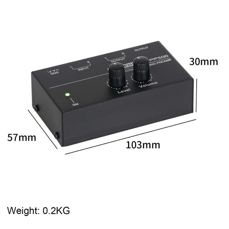 PP500 Ultra-compact Phono Preamp Preamplifier with Level & Volume Controls RCA Input & Output 1/4" TRS Output Interfaces
