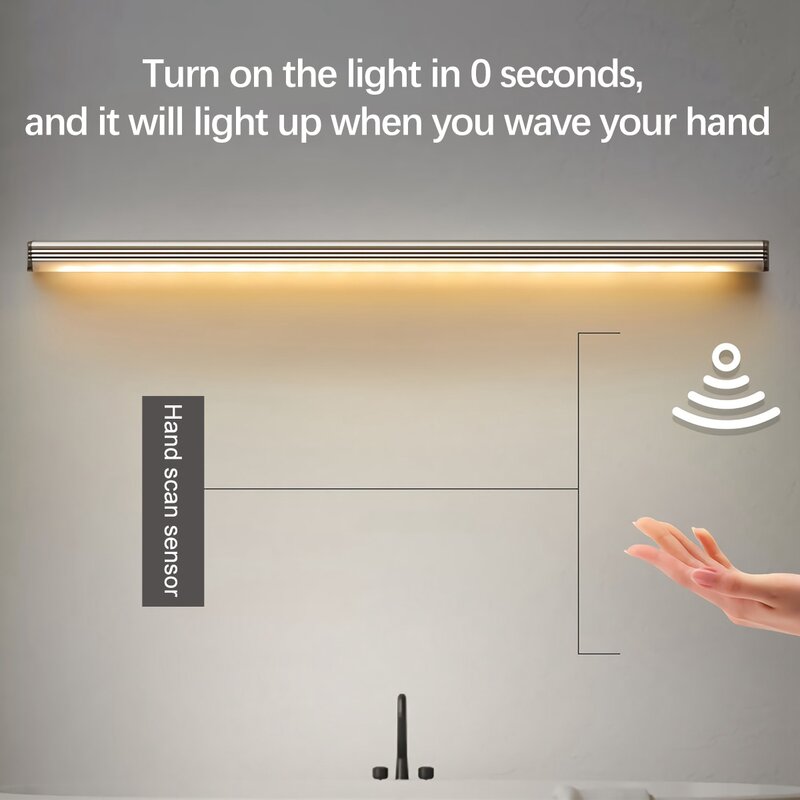 LED Di Bawah Lampu Kabinet Lampu Sensor Sapu Tangan 30 40 50Cm Lampu Sensor Gerak Lemari Pakaian untuk Kamar Tidur Lampu Dapur Rumah