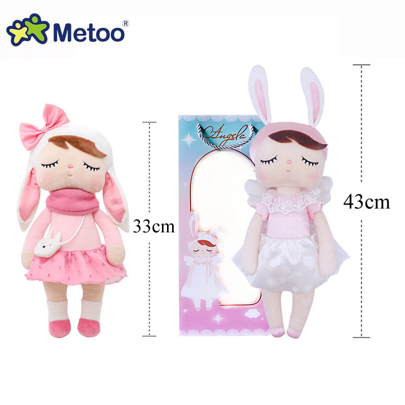 Metoo Angela Rabbit plush Doll with Paper Gift bag Boxed Stuffed Animals toys Sleep dolls Kids Appease Baby Birthday Christmas