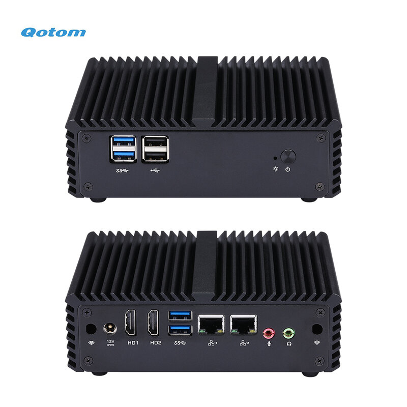 Qotom Mini PC Core i3-4005U Processor Onboard Dual Core 1.7 GHz, Fanless Design Dual LAN 4 RS-232