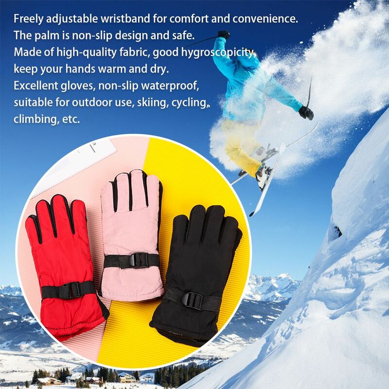 Guantes de esquí antideslizantes para niños, manopla de manga larga, a prueba de viento, impermeable