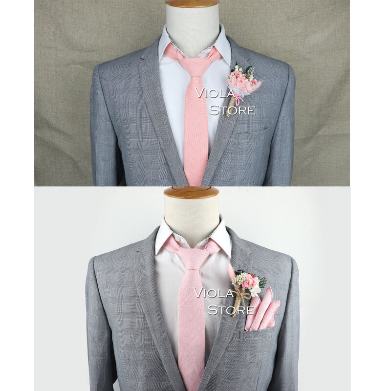Nieuwe Kleurrijke Solid 100% Katoen Hals Tie 6 cm Skinny Roze Sky Blue Dress Wedding Party Smoking Stropdas Gift BowTie das Mens Accessoire