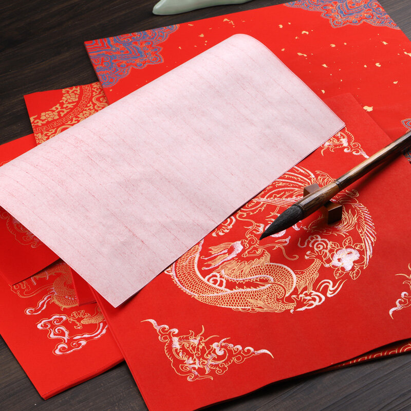 Китайский Весенний фестиваль украшения бумага для каллиграфии красный рисовая бумага Китайский Новый год Traddtional красный рисовая бумага Rijstpapier