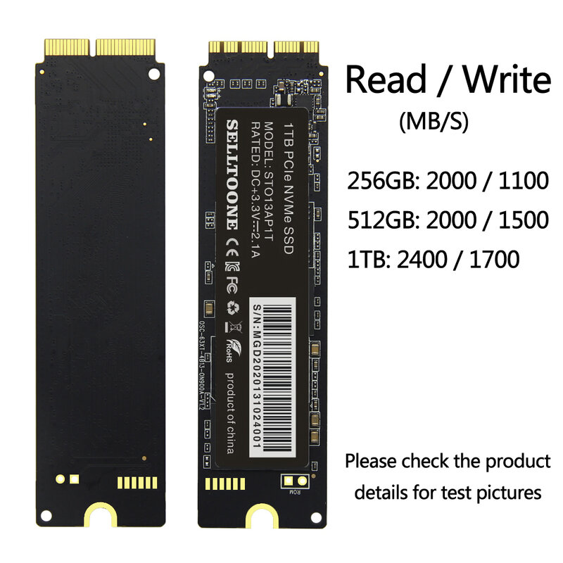 SSD 256gb 512gb 1 também para macbook air, a1465, a1466, emc2631, 2632, 2925, macbook pro a1398, a1502, imac a1418, a1419