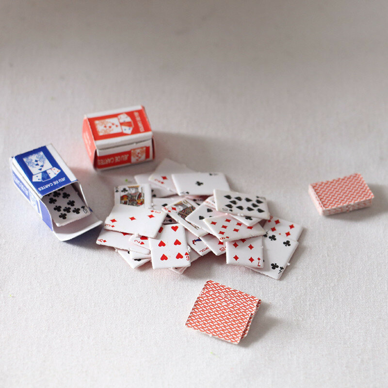 Domek dla lalek miniaturowe jedzenie zagraj w Mini pokera DIY Model na scenę mała lalka akcesoria do domu strzelanie zestaw