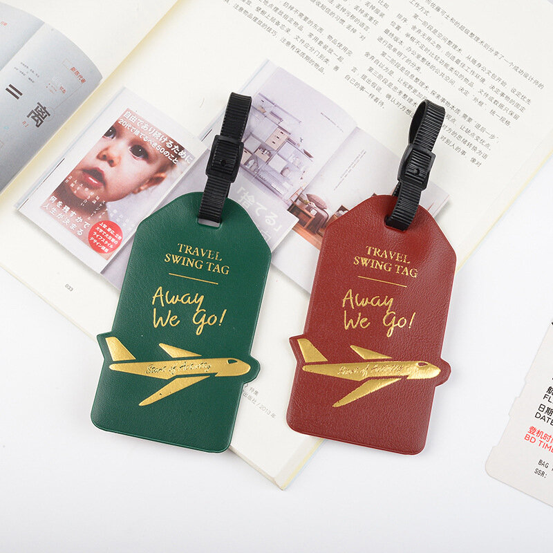 Fashion Letter Aircraft PU Leather Luggage Tag Portable Travel Accessories Label Suitcase ID Address Holder Baggage Boarding