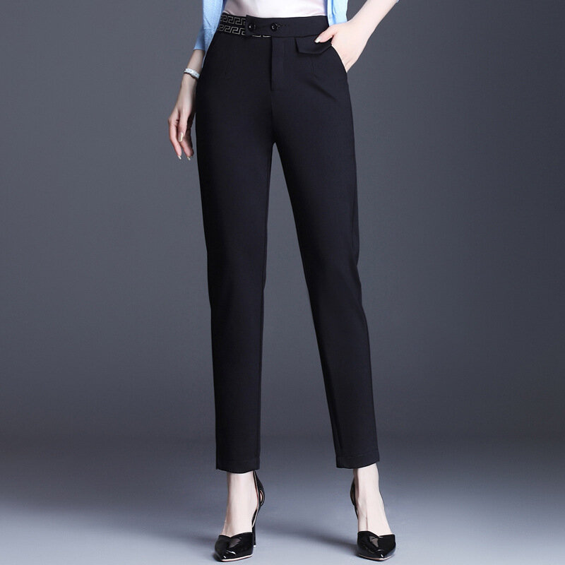 2020 letnie zimowe spodnie damskie Casual jednolity wiosenny bawełniana pościel na lato Lady spodnie do kostek spodnie