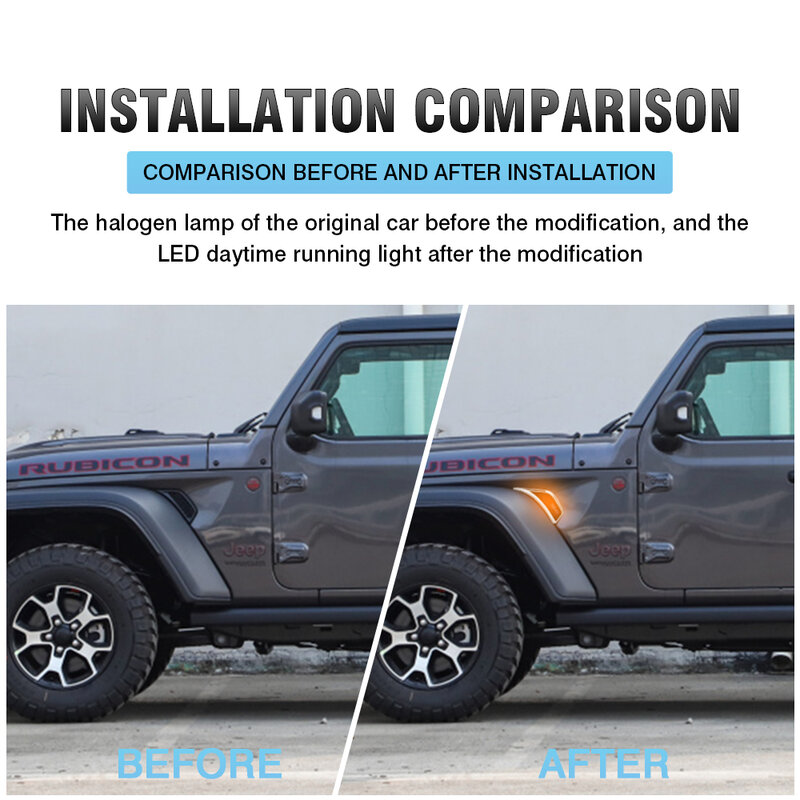 Okeen 2 pçs led frente fender lado marcador luzes para jeep wrangler jl 2018 2019 2020 2021 turno sinal de fluxo lâmpada auto acessório 12v