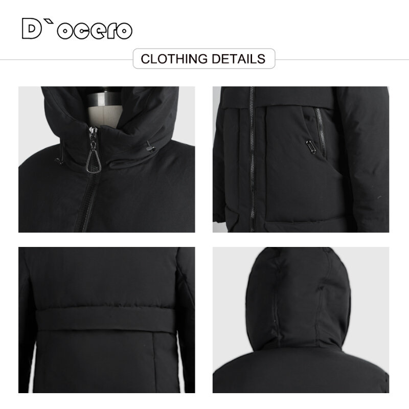 D`OCERO 2022 New Winter Jacket Women Casual Loose Parkas Warm Thick Hooded Coat Windproof Quilted Long Simplee Outerwear