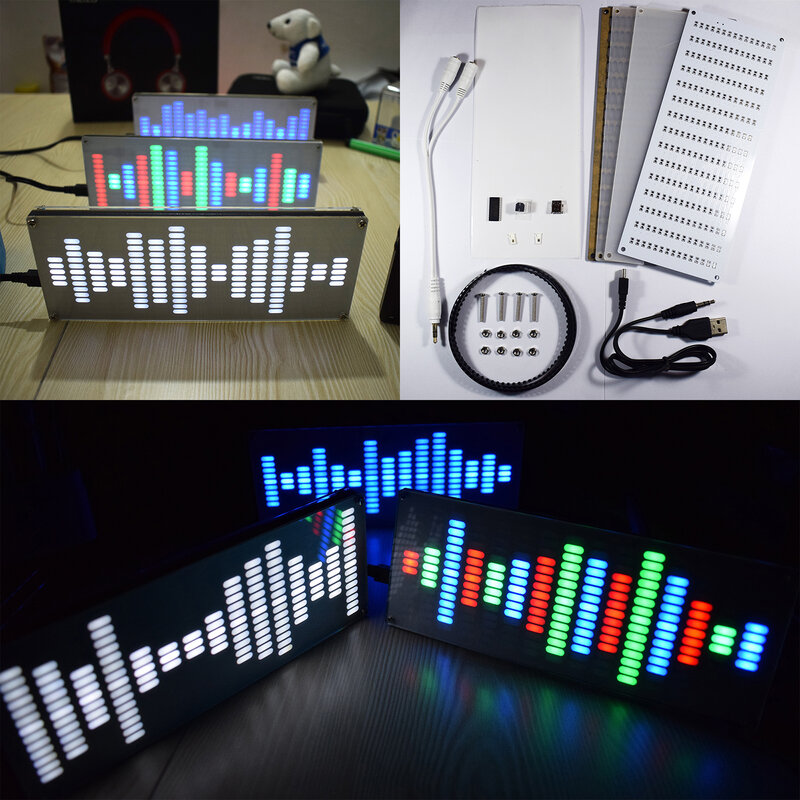 Сенсорная клавиша большого размера, светодиодный цифровой эквалайзер 225 сегментов, музыкальный спектр, звуковые волны, электронный комплект «сделай сам»