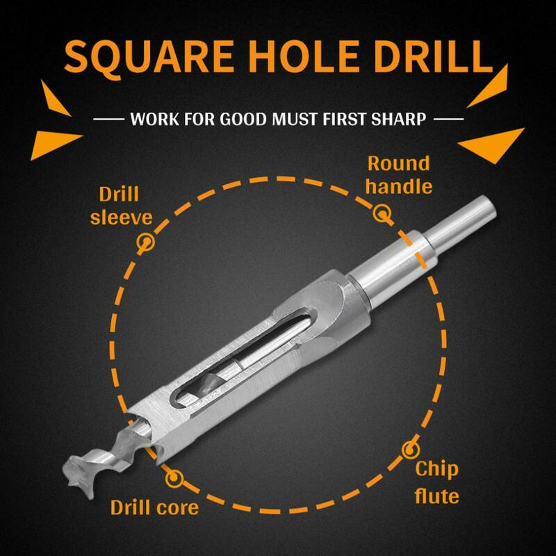 1 Piece 20mm Alloy Steel Square Hole Saw Woodworking Square Hole Drill Bits Mortise Chisel Wood Drill Bit with Twist Drill