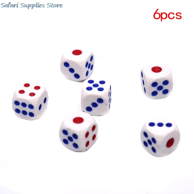 6Pcs/Lot 10mm Drinking Dice Acrylic White Round Corner Hexahedron Dice Club Party Table Playing Games RPG Dice Set