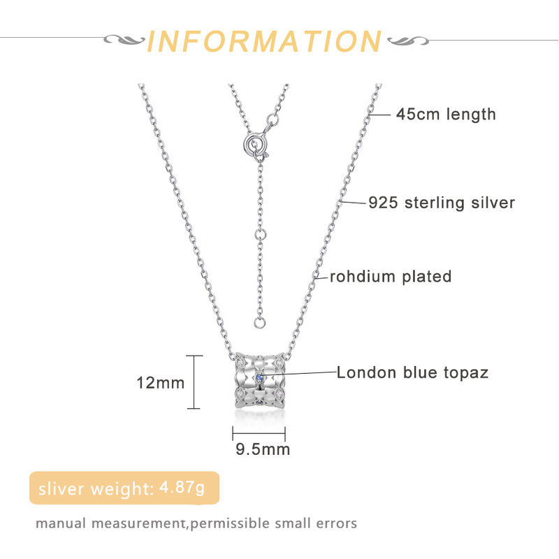 Allnoel sólido 925 prata esterlina colar para mulher safira pedra preciosa 450mm adjustalbe corrente 2021 nova tendência presente de aniversário