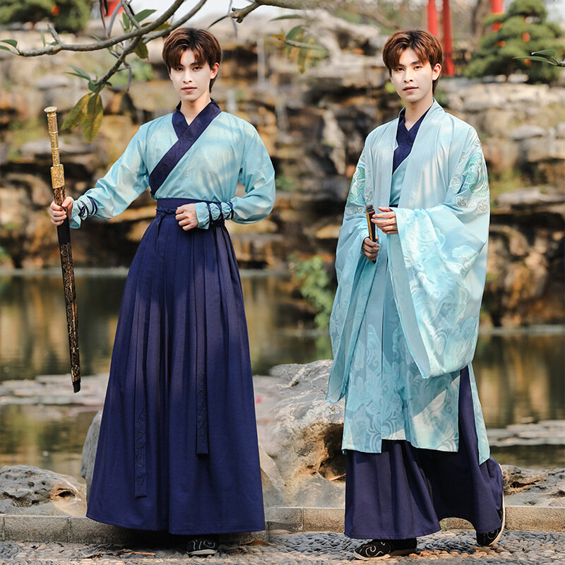 الرجال الصينية التقليدية التطريز Hanfu فستان قديم هان سلالة الشعبية ملابس رقص كرنفال تأثيري حلي Hanfu رداء