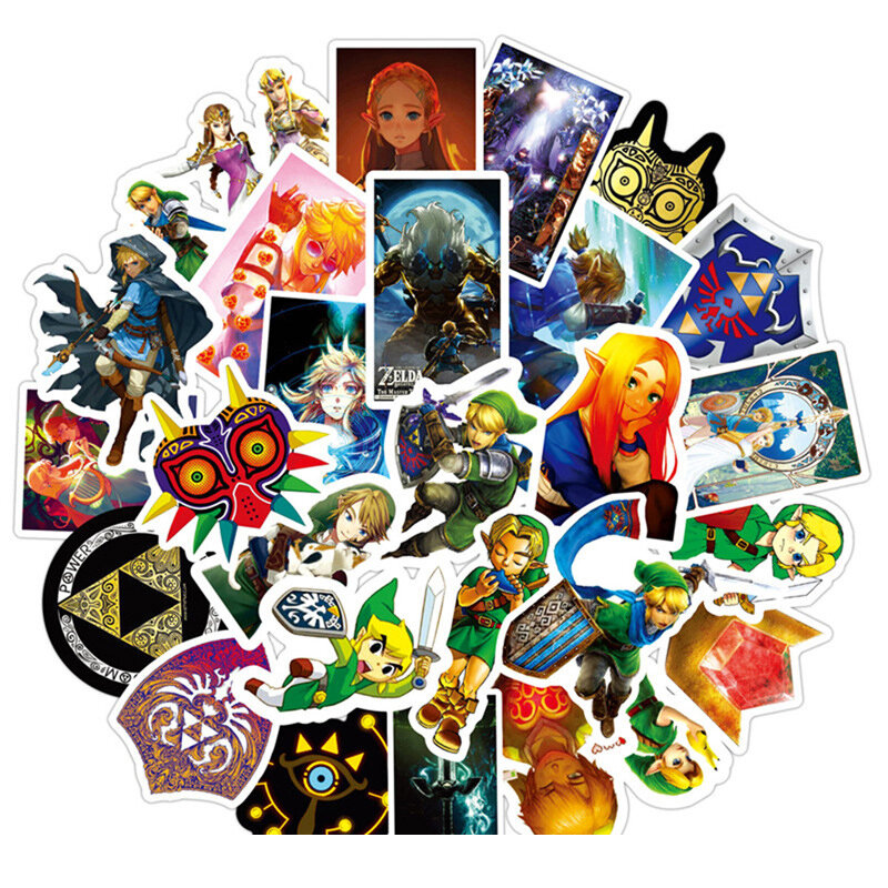 50 Stks/set Spel The Legend Of Zelda Stickers Cosplay Prop Accessoires Pvc Leuke Cartoon Decal Waterdichte Bagage Sticker