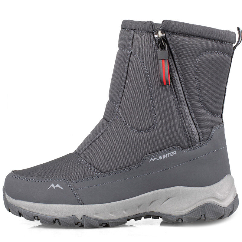 Bottes de neige imperméables pour homme, chaussures de randonnée en coton, très chaudes, avec fermeture éclair latérale en velours, de marque, hiver 2021
