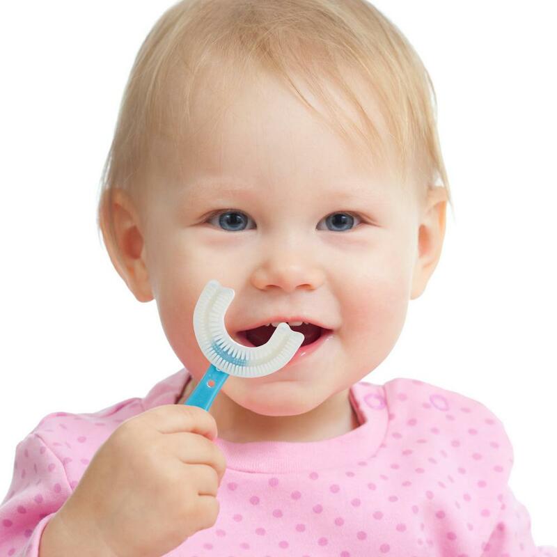 فرشاة أسنان للأطفال 360 درجة على شكل حرف U فرشاة أسنان للأطفال من السيليكون للطعام فرشاة أطفال أسنان لتنظيف العناية بالفم # HY