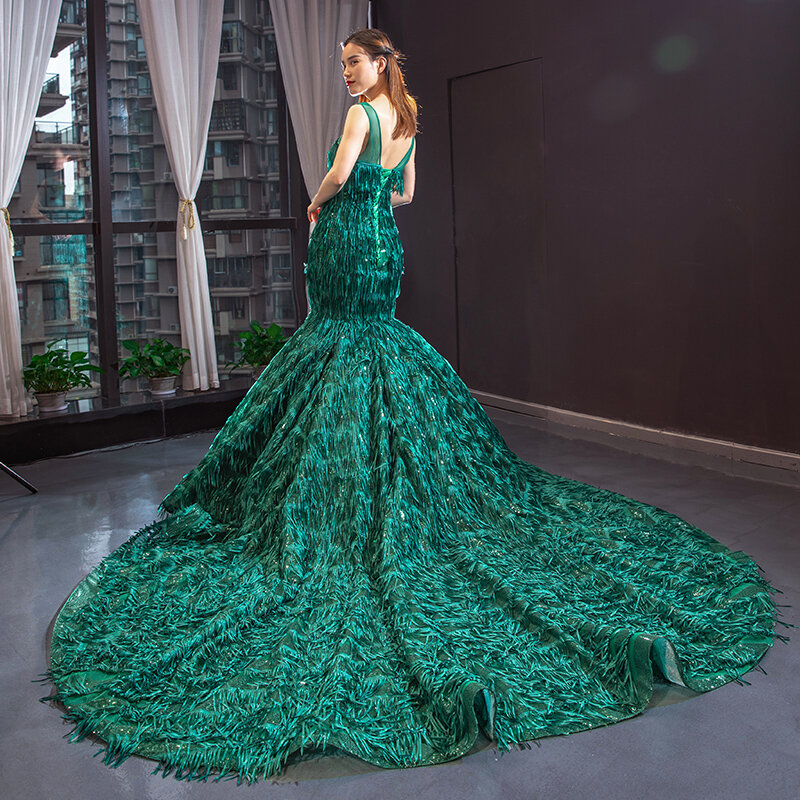 Зеленое Вечернее платье для беременных женщин сексуальное роскошное дубайское арабское кристаллическое высококачественное индивидуальное платье-Русалка вечернее платье