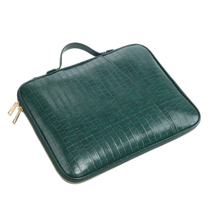Crocodilo Padrão Laptop Bag para Mulheres, Bolsa de arquivo de couro para iPad, Documento A4, Pasta de arquivo, Moda do escritório