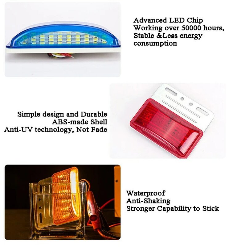 트럭 트레일러 주차 마커, LED 사이드 라이트, 경고 안개, 엣지 램프, 플로어 라이트, 보안등, 표시등, 24V, 4 개