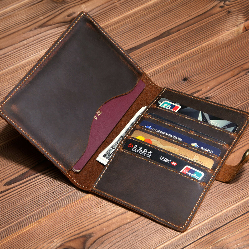男性用の豪華な革製パスポートケース,手作りのトラベルウォレット,ヴィンテージデザイン