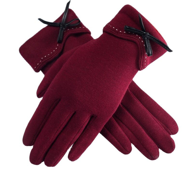Zimowe damskie Plus aksamitne zagęścić utrzymuj ciepły ekran dotykowy kolarstwo na świeżym powietrzu Bowknot śliczne piękne eleganckie elastyczność solidne miękkie rękawiczki
