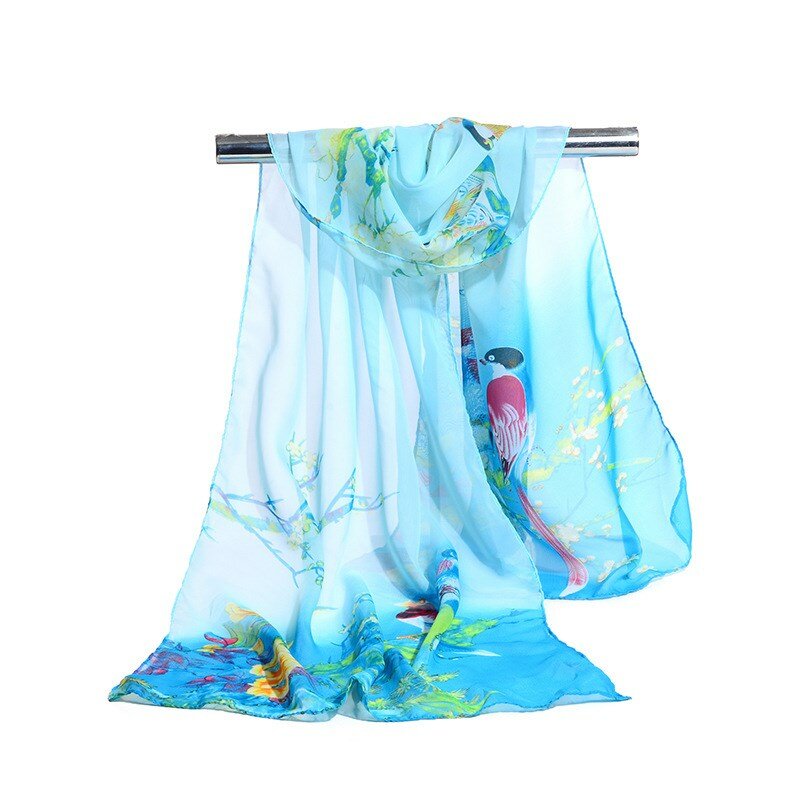 Foulard rayé en mousseline de soie, 160x50cm, multi-style, cadeau de vacances, écharpe sauvage, châle, imprimé floral, crème solaire