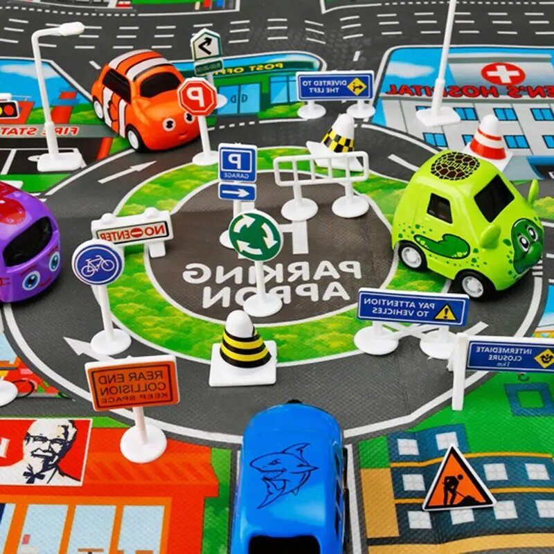 Baru 28 Buah Tanda Tanda Jalan Inggris Tanda Lalu Lintas DIY Model Adegan Anak-anak Bermain Belajar Mainan Permainan Mobil Mainan Aksesori untuk Anak-anak
