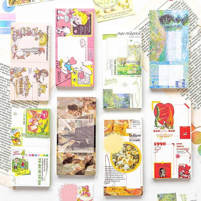 60sheets/lot Memo Pads Material Paper Scroll of Time Junk Journal Scrapbooking Cards Retro Background Decoration Paper