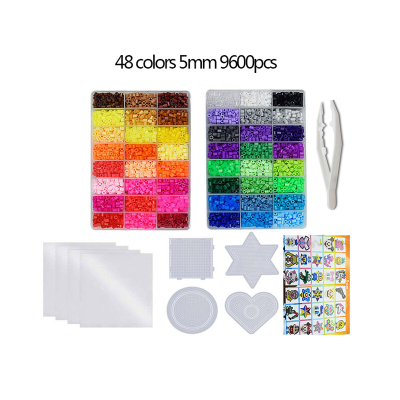 24/72 Colors Box Set Hama Beads Toy 2.6/5mm Perler Educational Kids 3D Puzzles DIY Toys Fuse Beads Pegboard Sheets Ironing Paper