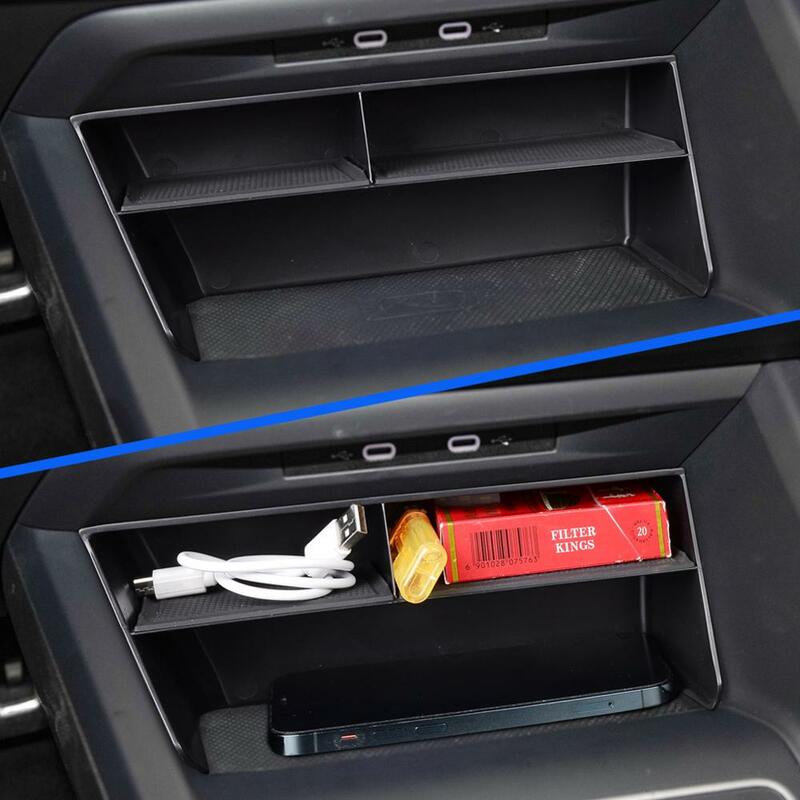 Kotak Sandaran Tangan Pusat Mobil untuk VW Golf 8 2020 Aksesori Interior Organizer Konsol Tengah Pelindung Rak Hitam