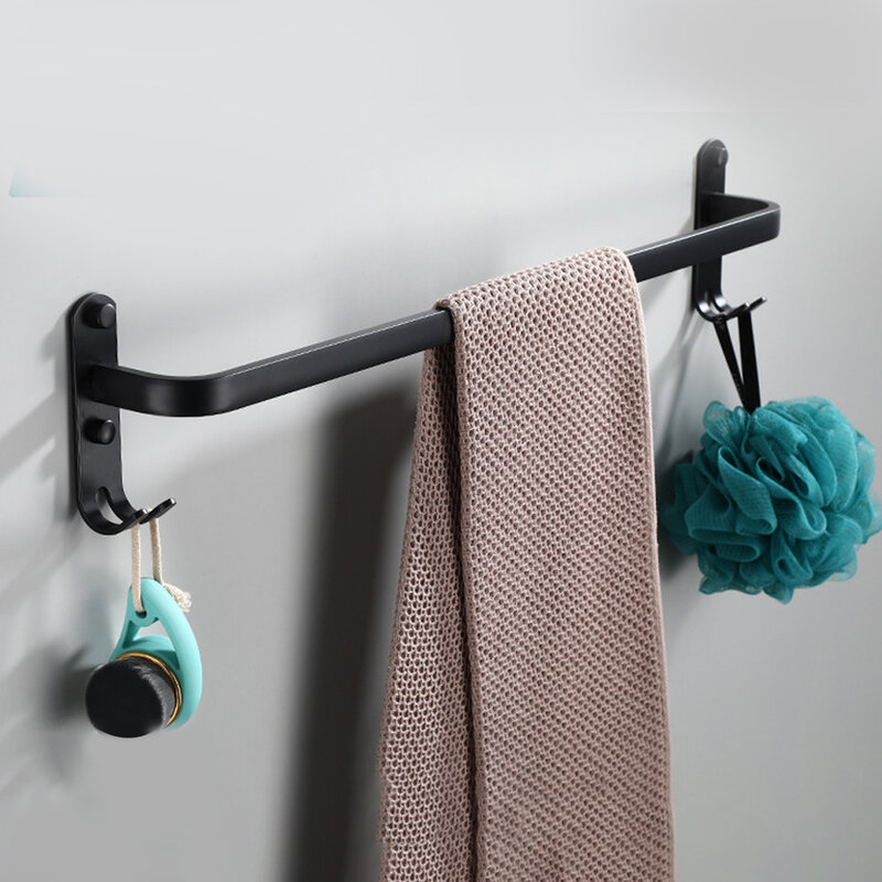 Uchwyt na ręczniki akcesoria łazienkowe aluminiowy wielowarstwowy wieszak do ręczników 30-50 CM wieszak na ręczniki naścienny matowy czarny