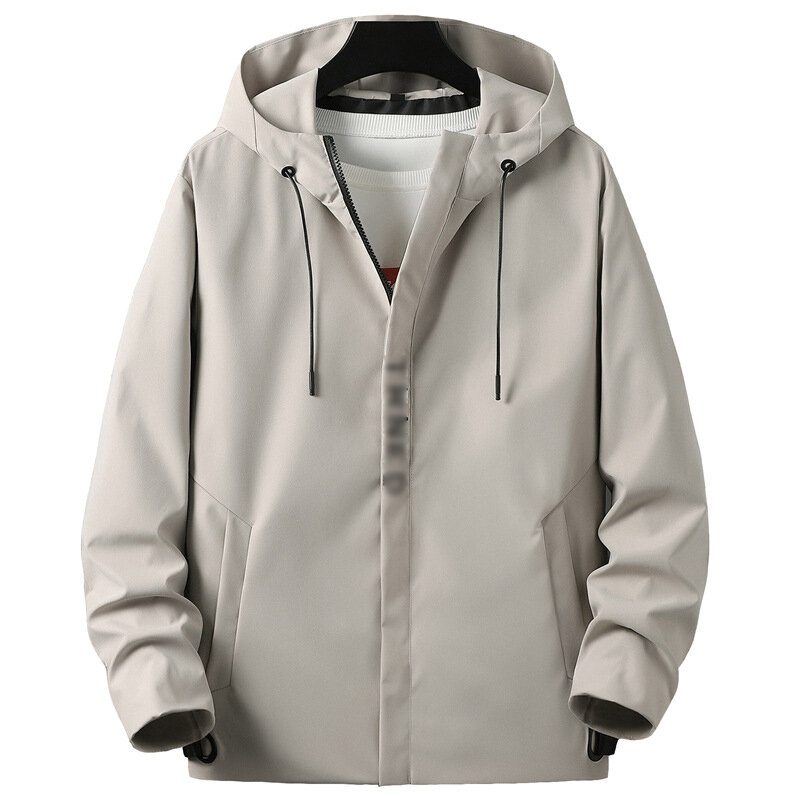 Осенняя куртка 2023, Весенняя мужская верхняя одежда с капюшоном, Повседневная однотонная модель, мужские свободные куртки большого размера, пальто